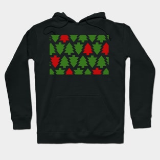 Red and Green Holiday Tree Pattern Hoodie